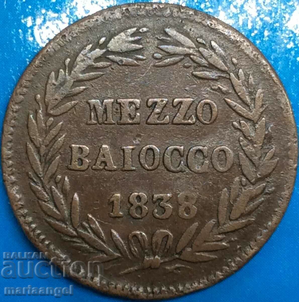 Доставка на Ватикан мецо байоко 1838 Григори XVI 1831-1846 4,85г медна Доставка на Ватикан мецо байоко 1838 Григори XVI 1831-1846 4,85г медна