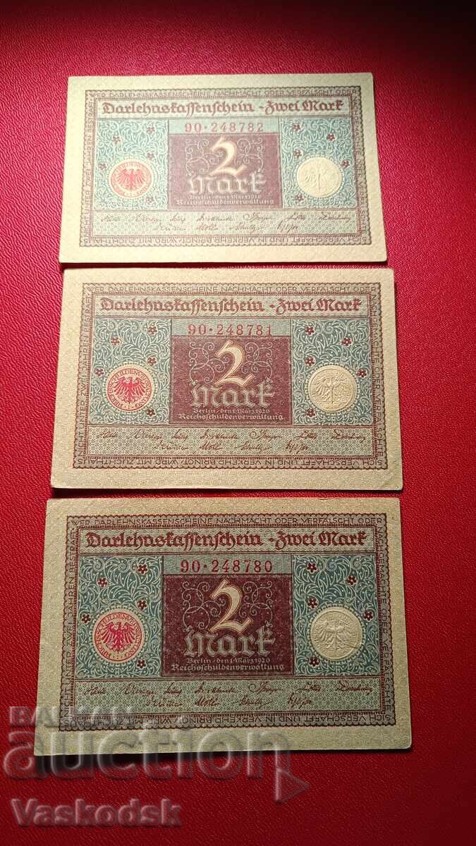 2 stamps from 1920 with consecutive serial numbers 2 stamps from 1920 with consecutive serial numbers