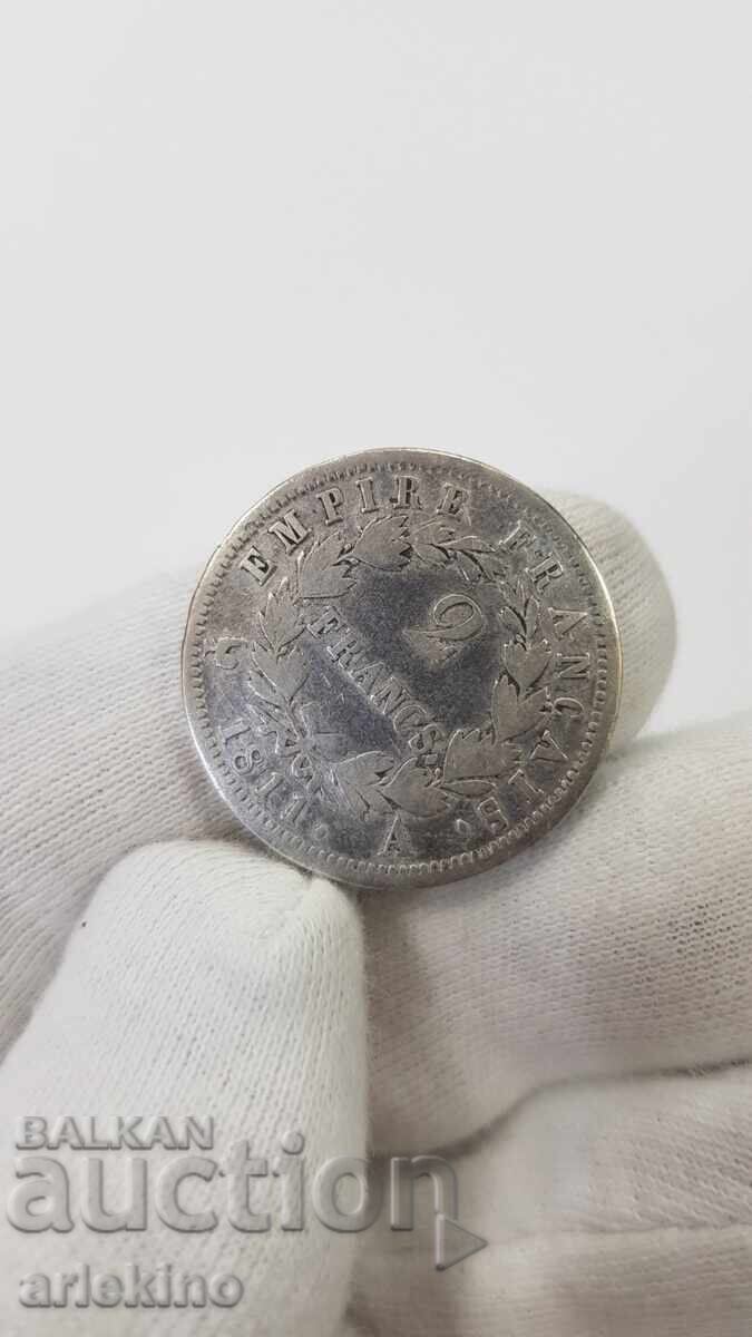 Аукцион Много рядка монета 2 франка 1811 Наполеон Бонапарт Сребро Аукцион Много рядка монета 2 франка 1811 Наполеон Бонапарт Сребро