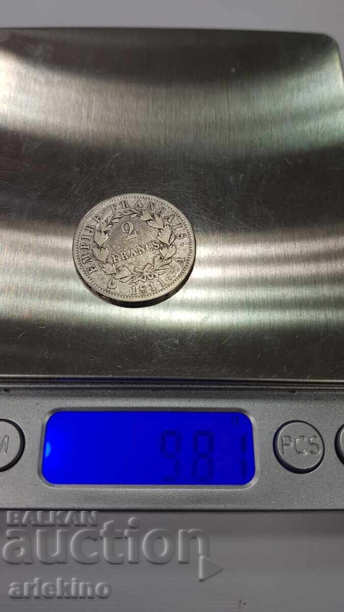 Много рядка монета 2 франка 1811 Наполеон Бонапарт Сребро - 6 Много рядка монета 2 франка 1811 Наполеон Бонапарт Сребро - 6