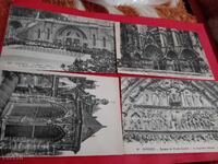 4 antique postcards France