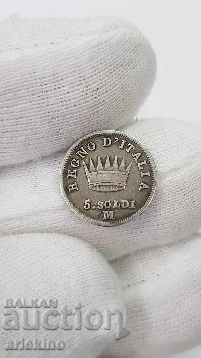 Delivery of Rare Silver Coin 5 Soldi 1814 Napoleon Bonaparte Italy