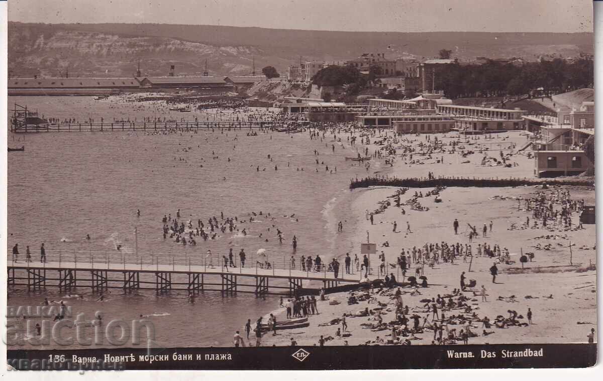 193?-VARNA-RĂRĂ CARTOLINĂ-PLAJĂ ȘI BĂILE MARINE-23