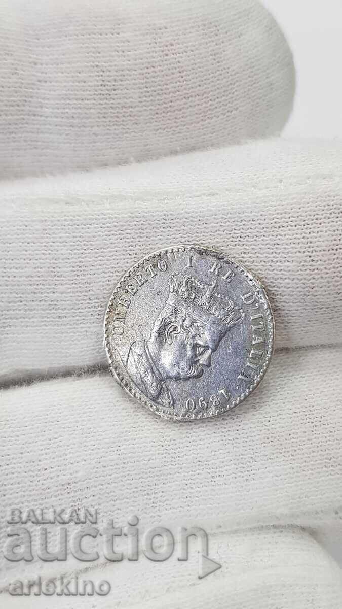 Licitație Monedă de argint foarte rară "COLONIA ERITREEA" 1890 Italia