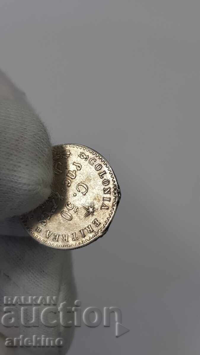 Livrarea Monedă de argint foarte rară "COLONIA ERITREEA" 1890 Italia