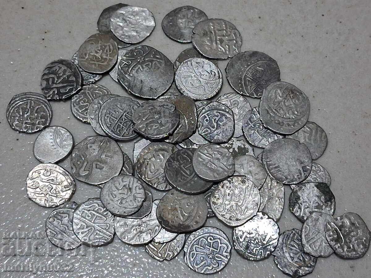 Silver Ottoman Akçe Coins, 56 pcs, No Holes, Silver - 5