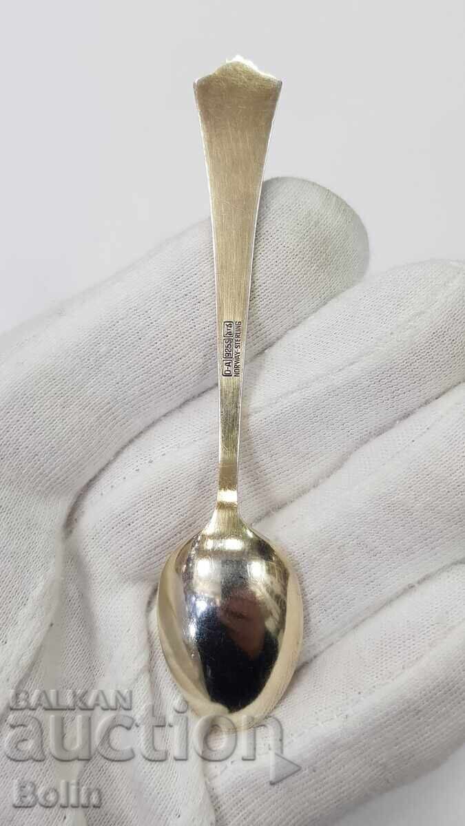 Linguriță de argint, aurită cu Email - Norvegia - Marcaj 925 - 5 Linguriță de argint, aurită cu Email - Norvegia - Marcaj 925 - 5