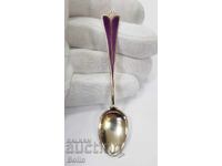Silver, gold-plated spoon with Enamel - Norway - 925 grade