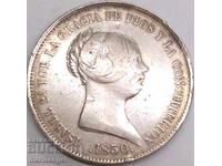 Испания 20 реала 1850 Талер  Изабел II 25,9г 37мм  RARE!!!