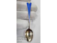 Silver, gold-plated spoon with Enamel - Norway - 925 grade