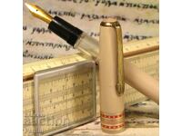 Стара Писалка Китай 60те Позлатено Перо Маркировка Непълнена