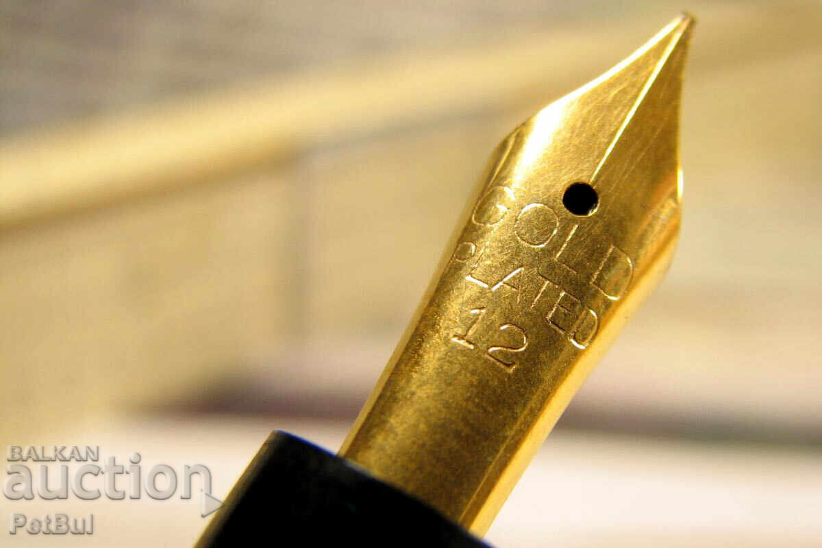 Old Fountain Pen Pump, China 60s Gold-Plated Nib with Marking - 5 Old Fountain Pen Pump, China 60s Gold-Plated Nib with Marking - 5