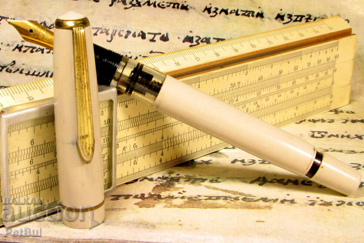 Old Fountain Pen Pump, China 60s Gold-Plated Nib with Marking Old Fountain Pen Pump, China 60s Gold-Plated Nib with Marking