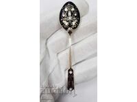 Сребърна, позлатена лъжичка с Емайл - Англия - 925 проба