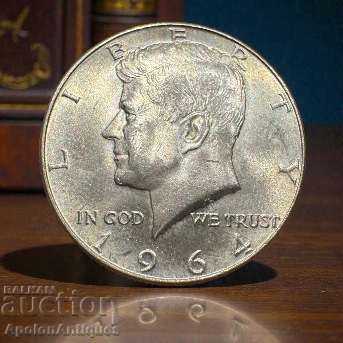 САЩ – ½ долар „Кенеди“ 1964 г. | Сребро с цена € 60.00 | 117.35 лв. САЩ – ½ долар „Кенеди“ 1964 г. | Сребро с цена € 60.00 | 117.35 лв.