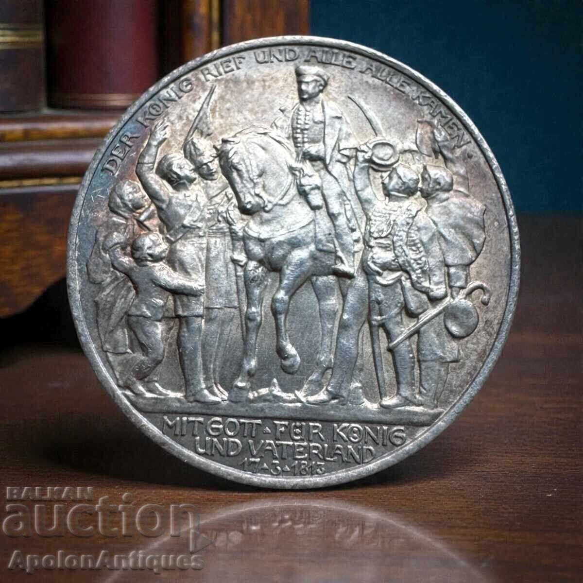 Silver - 2 Marks, Germany, 1913 (Battle of Leipzig)