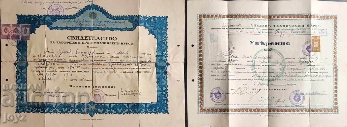 2 OLD DOCUMENTS: CERTIFICATE 1935 and ATTESTATION 1940