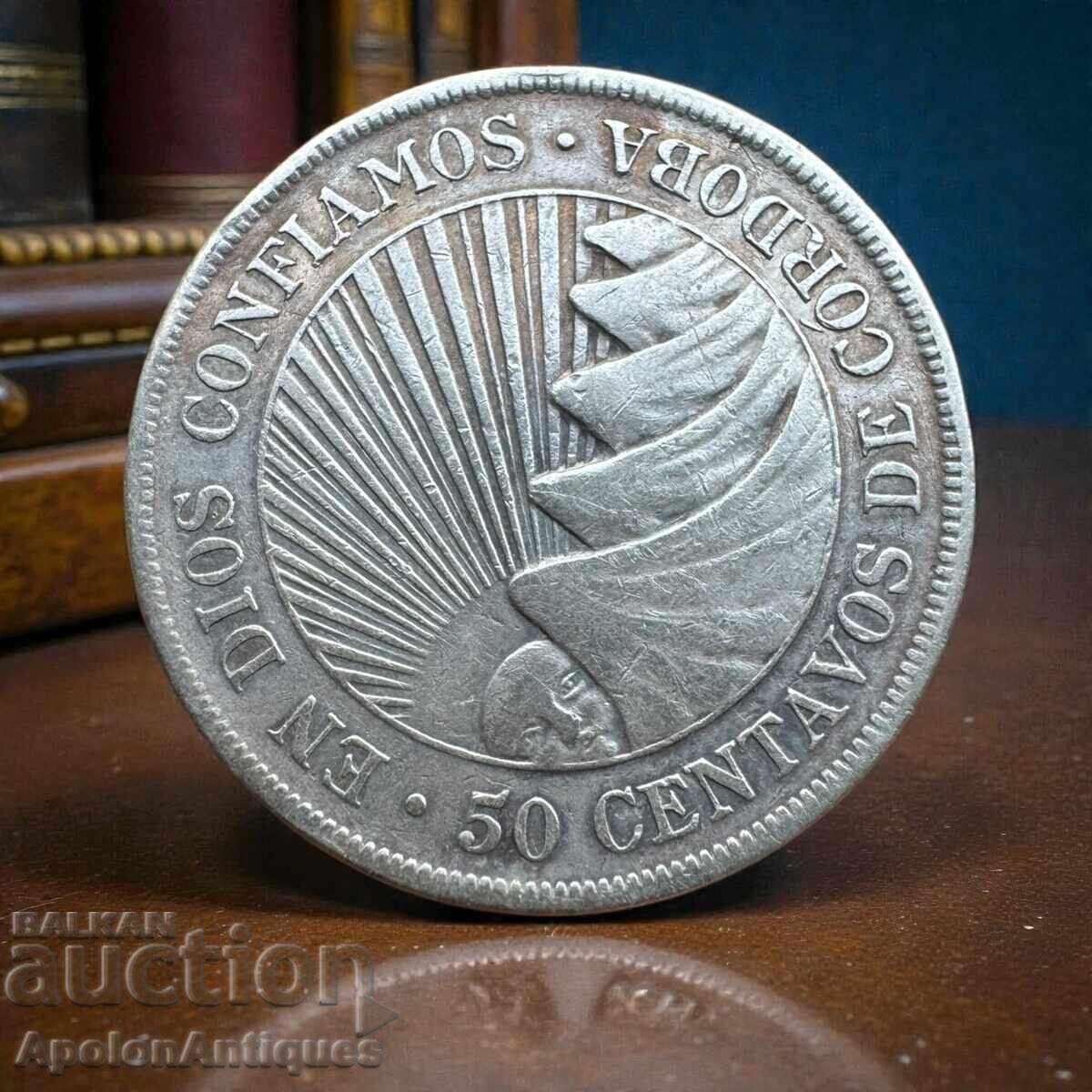 Ασήμι - 50 σεντάβος, Νικαράγουα, 1912 μ.Χ με τιμή € 50.00 | 97.79 BGN