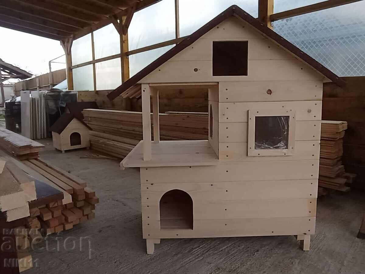 Πολυτελές ξύλινο σπίτι για γάτες δύο ορόφων με τιμή € 190.00 | 371.61 BGN