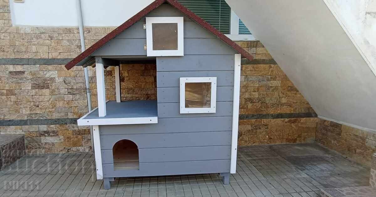 Δημοπρασία Πολυτελές ξύλινο σπίτι για γάτες δύο ορόφων