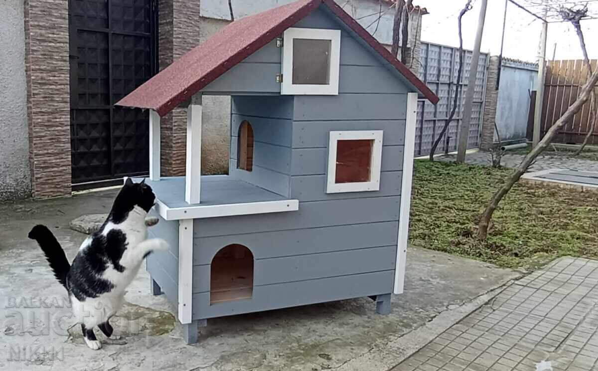 Πολυτελές ξύλινο σπίτι για γάτες δύο ορόφων - 5