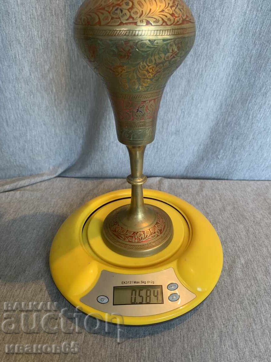 Ваза, месинг и ръчно гравиран емайл, с пиедестал - 6 Ваза, месинг и ръчно гравиран емайл, с пиедестал - 6