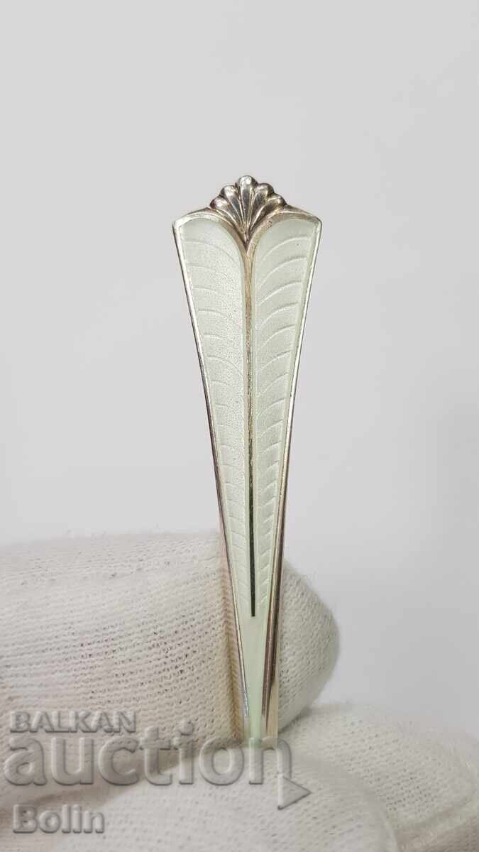 Licitație Linguriță de argint, aurită cu Email - Norvegia - Marcaj 925