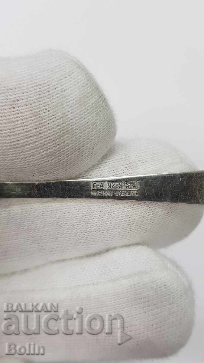 Linguriță de argint, aurită cu Email - Norvegia - Marcaj 925 - 7