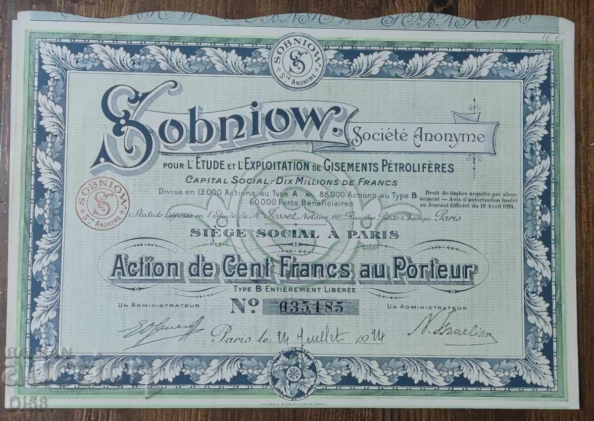 Share of the French-Polish Petroleum Company 1914 Share of the French-Polish Petroleum Company 1914