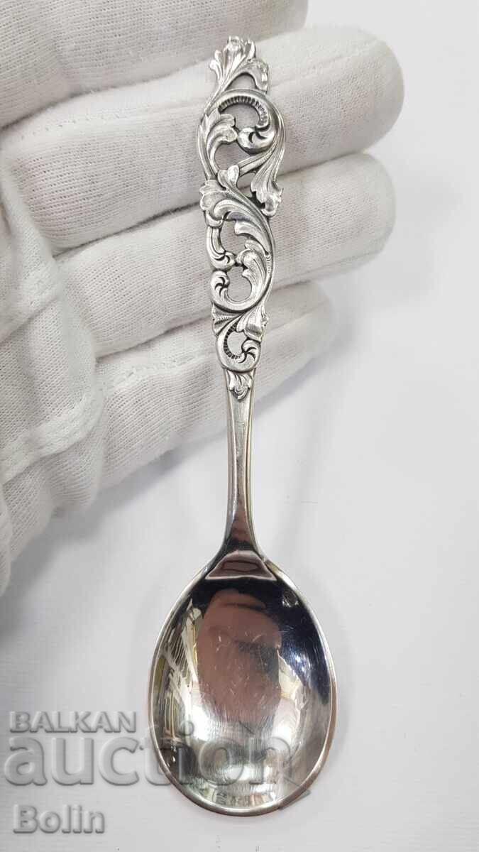 Ажурна сребърна лъжичка, лъжица 830 проба - Европа Ажурна сребърна лъжичка, лъжица 830 проба - Европа