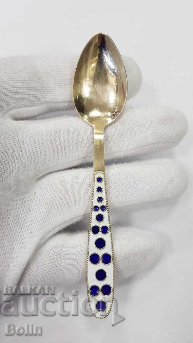 Licitație Linguriță argintată, aurită cu Email URSS-RUSIA - proba 916