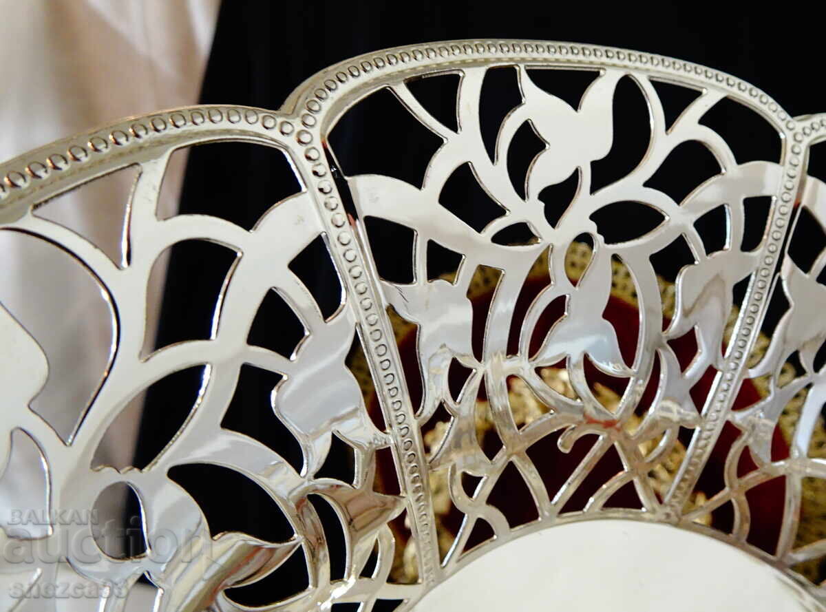 Посребрена фруктиера WMF,съд за сладки,ажур,релеф. - 5 Посребрена фруктиера WMF,съд за сладки,ажур,релеф. - 5