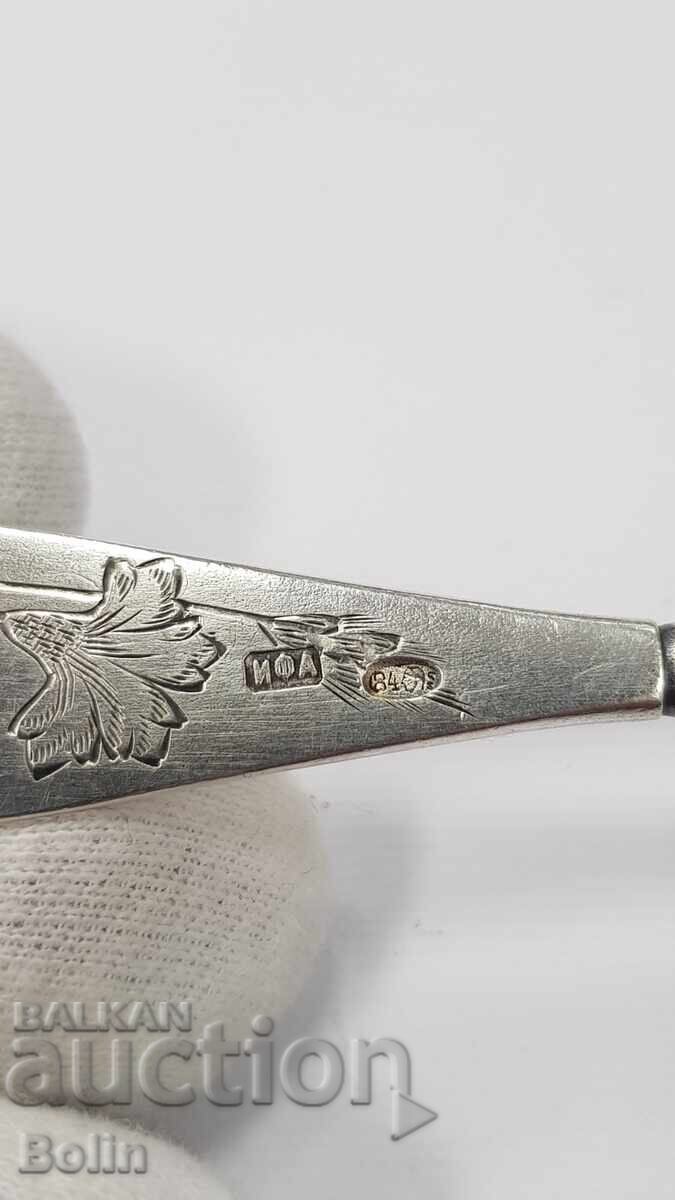 Аукцион Руска Царска сребърна лъжица, цетка за чай - 84 проба Аукцион Руска Царска сребърна лъжица, цетка за чай - 84 проба