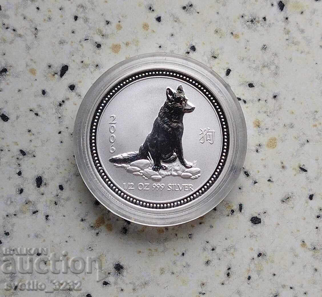 Argint 1/2 OZ 2006 Câine Argint 1/2 OZ 2006 Câine