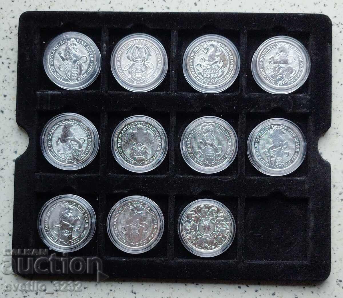 Argint 2 OZ Fiarele Reginei 11 buc