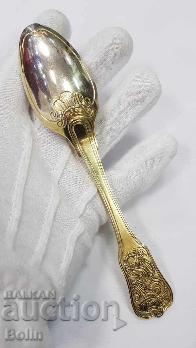 Уникална Сребърна, Позлатена Лъжица с Глава - Франция 19 век - 7 Уникална Сребърна, Позлатена Лъжица с Глава - Франция 19 век - 7