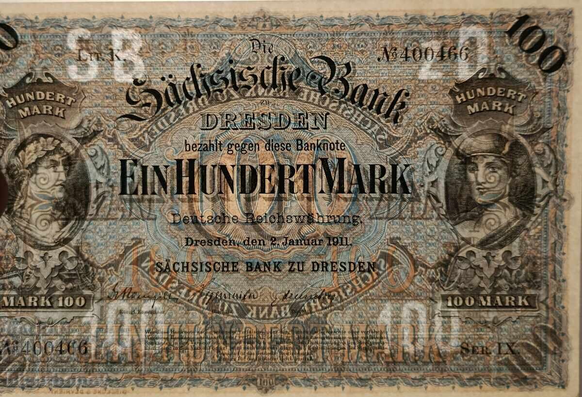 Auction  Germany, Dresden, 100 Mark 1911 UNC