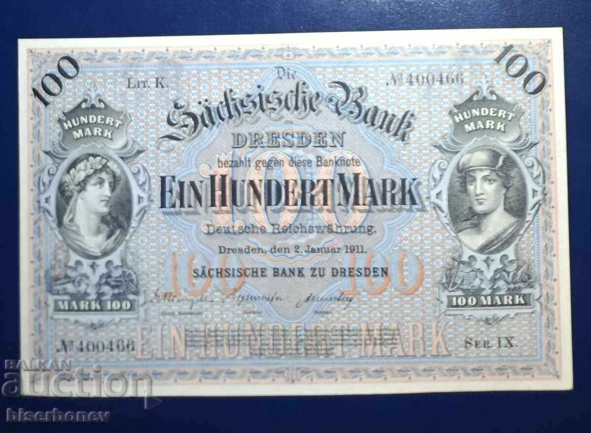 Germany, Dresden, 100 Mark 1911 UNC