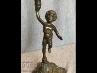 месингов свещник държач за свещ с ангел