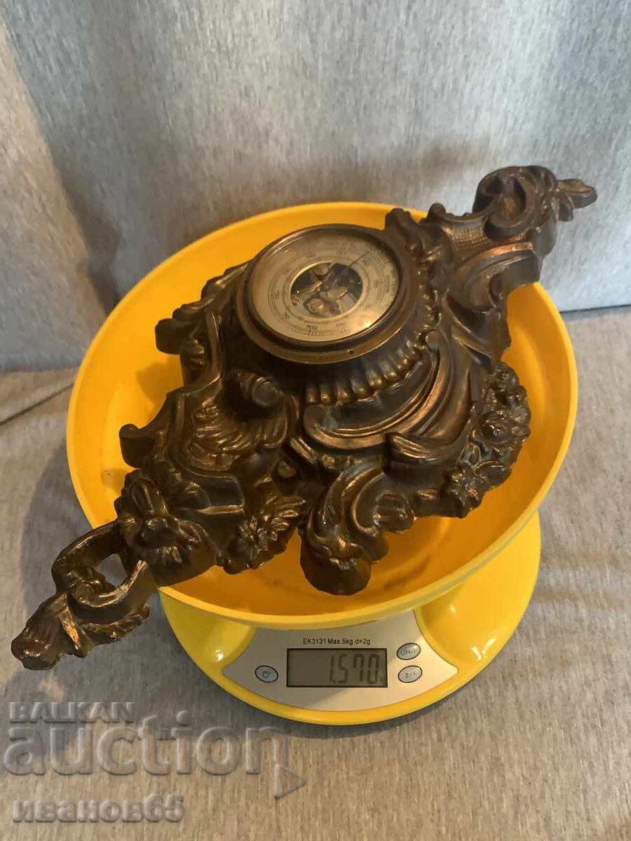 Vechi barometru masiv din bronz - 7