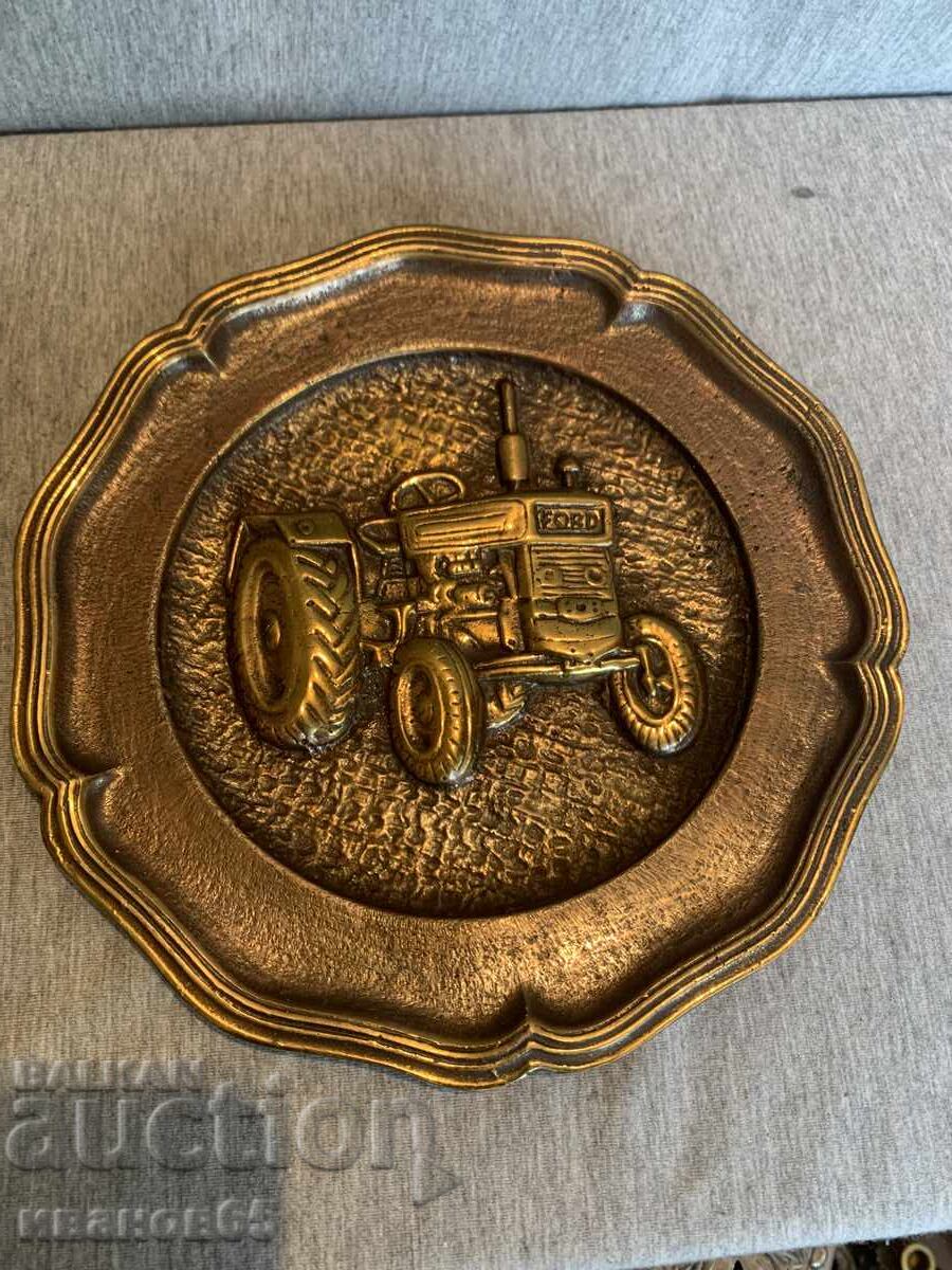 старо бронзово пано за стена трактор FORD старо бронзово пано за стена трактор FORD
