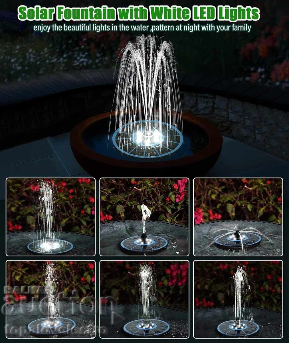 Соларен фонтан за градина, 3.5W, 8 дюзи, LED осветление с цена € 3.00 | 5.87 лв. Соларен фонтан за градина, 3.5W, 8 дюзи, LED осветление с цена € 3.00 | 5.87 лв.
