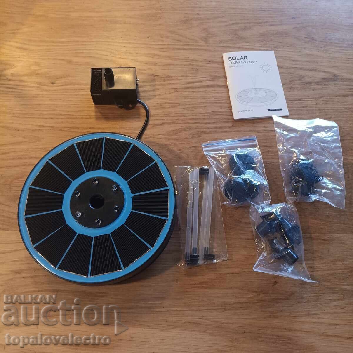 Доставка на Соларен фонтан за градина, 3.5W, 8 дюзи, LED осветление Доставка на Соларен фонтан за градина, 3.5W, 8 дюзи, LED осветление