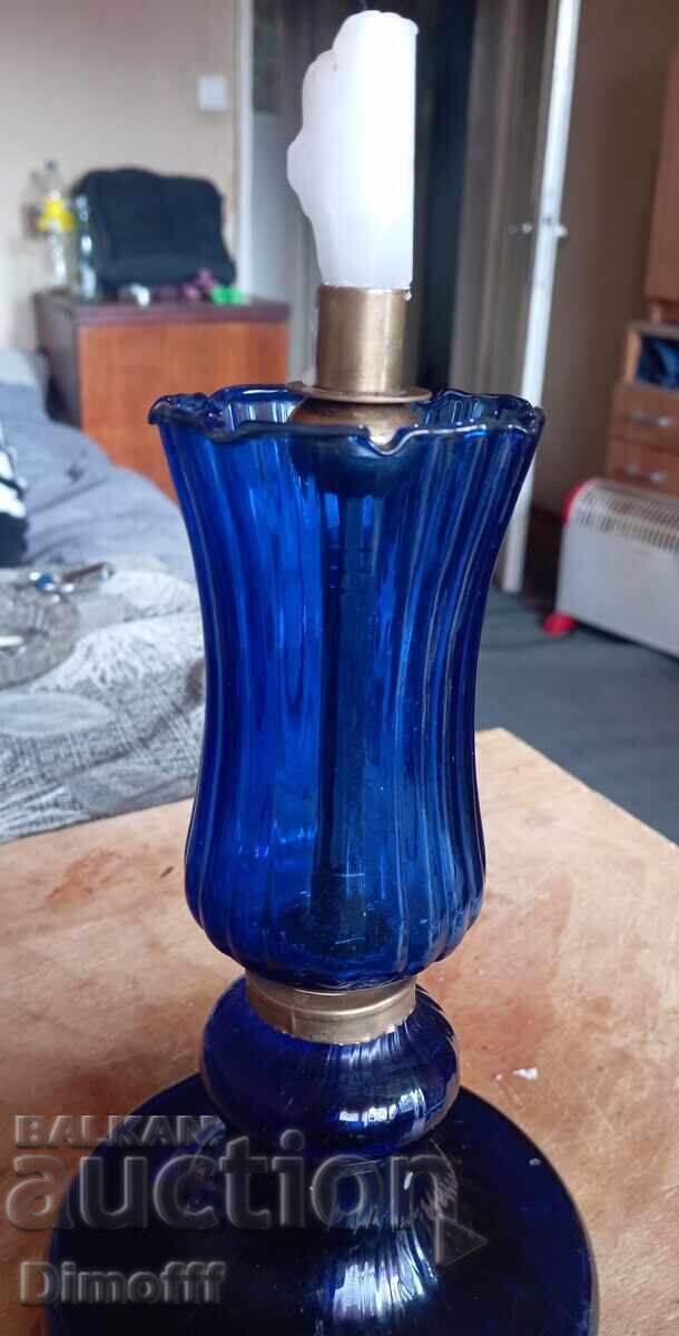 Δημοπρασία Παλιό κηροπήγιο μπλε γυαλί
