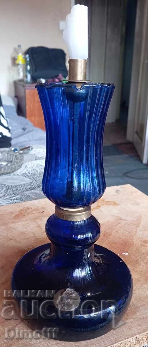 Παλιό κηροπήγιο μπλε γυαλί - 5