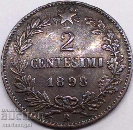 2 Centesimi 1898 Ιταλία Βασιλιάς Umberto I