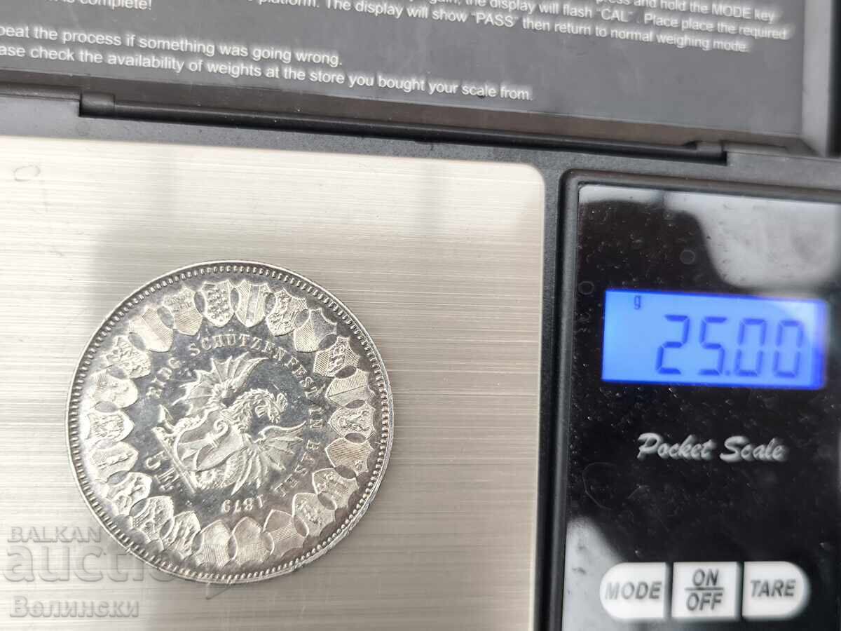 Παράδοση 5 φράγκα Shooting Thaler 1879 Ελβετία Παράδοση 5 φράγκα Shooting Thaler 1879 Ελβετία