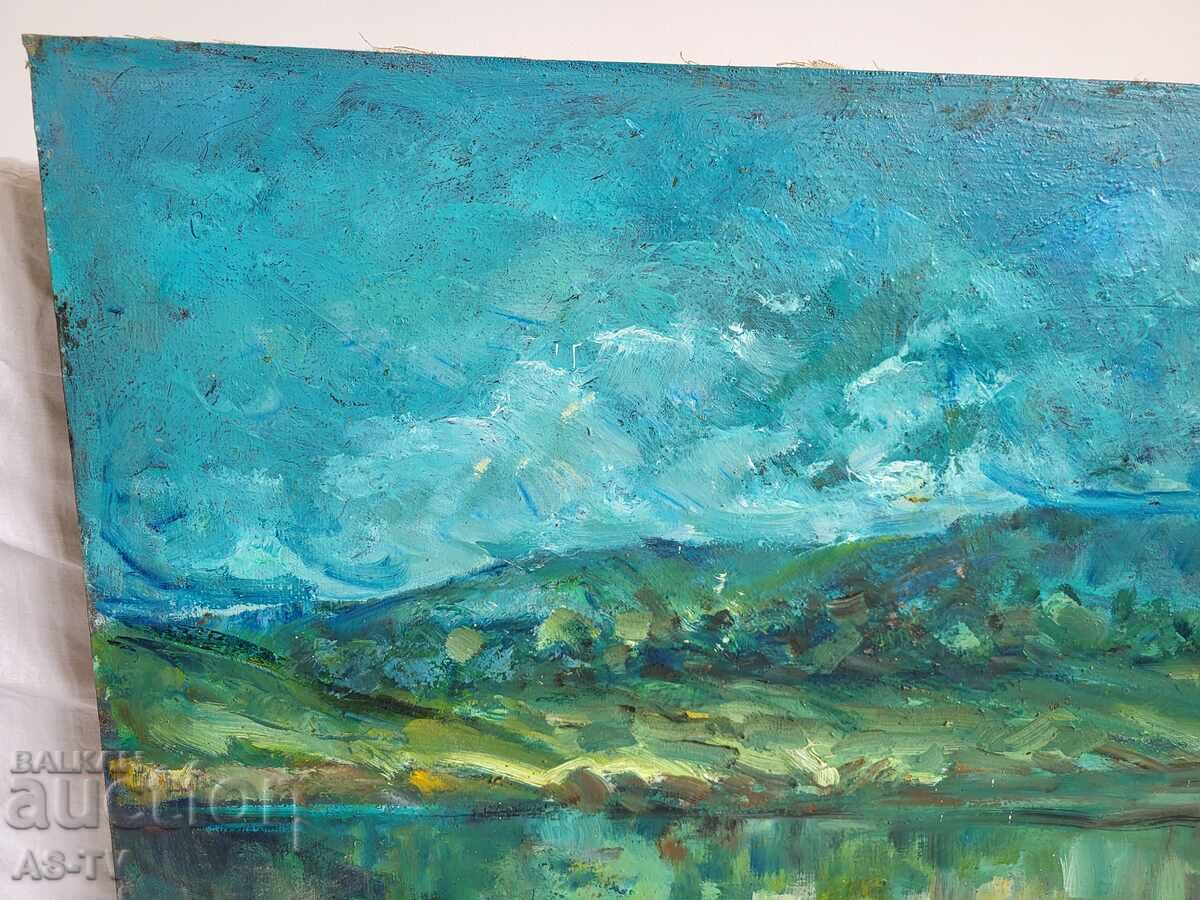 Παλιός πίνακας Τοπίο ζωγράφος Βένκο Πέτροφ με τιμή € 13.00 | 25.43 BGN