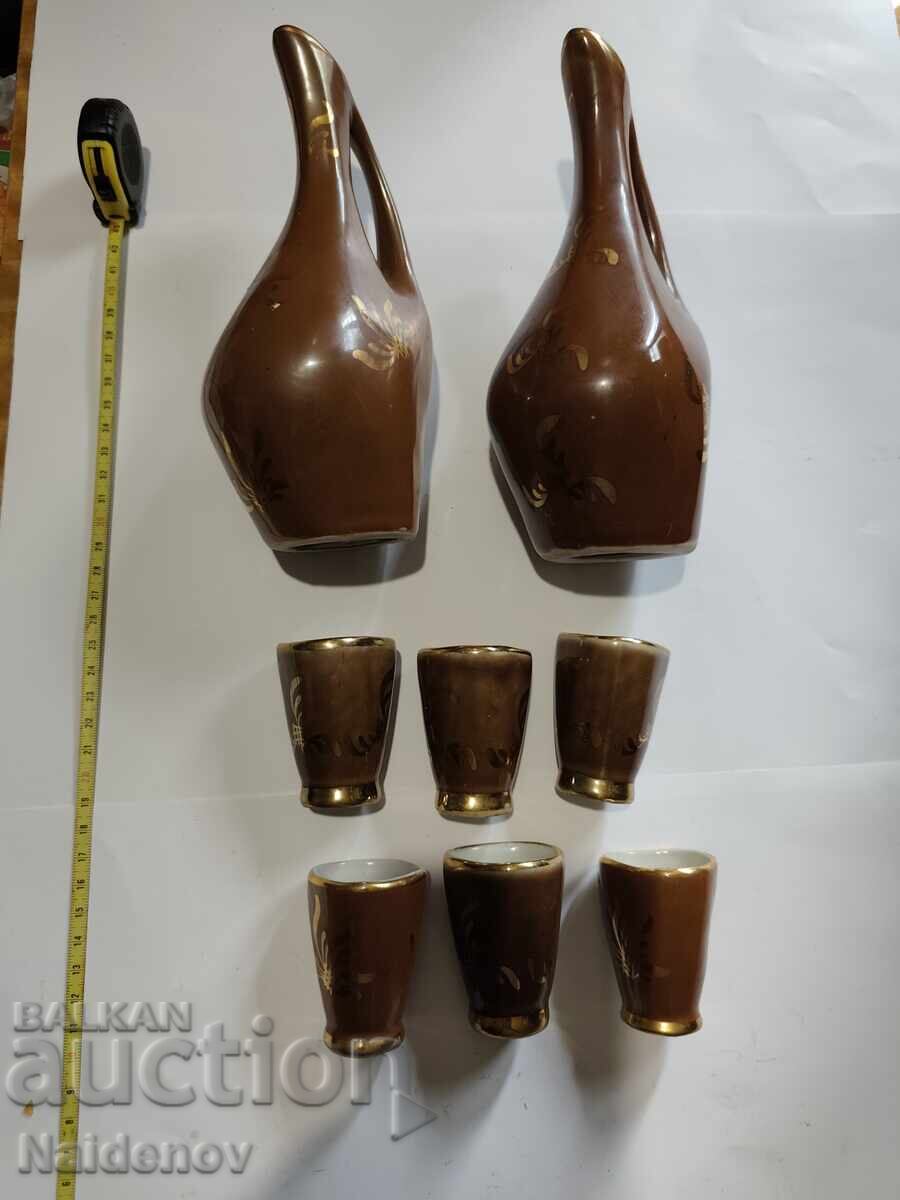 Porcelain raki set from the Socialist era with gold plating with price € 14.00 | 27.38 BGN
