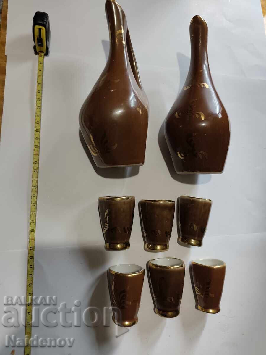 Auction  Porcelain raki set from the Socialist era with gold plating